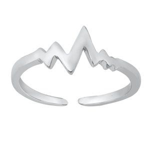 .925 Sterling Silver Heartbeat Toe Ring Adjustable